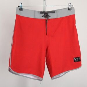 NRS Eddyline Men's Red Geometric Pattern Board Shorts Swim Trunks 33 Quick Dry